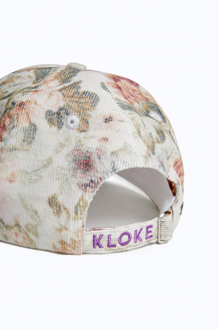 Back view of floral print Atmos cap by Kloke. 