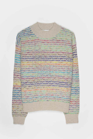 Recycled wool rainbow coloured Morgana Sweater by Rifo. 