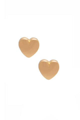 Gold plated little puffed heart stud earrings by Sarah Mulder.