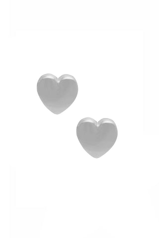 Rhodium plated little puffed heart stud earrings by Sarah Mulder.