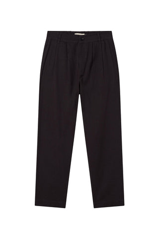 Black organic cotton Rina Pants by Thinking Mu. 