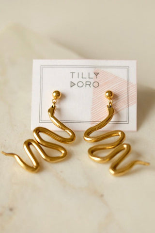 Tilly Doro 24k gold plated Serpent Earrings. 