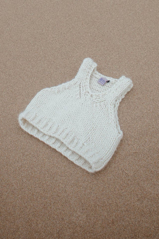 Chunky knit ivory merino wool vest by Toast & Yarn. 