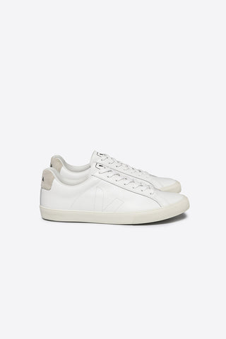 Side view Veja Esplar sneakers in extra white leather. 