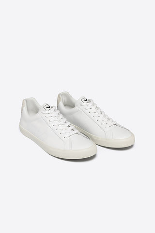 Side view Veja Esplar sneakers in extra white leather. 